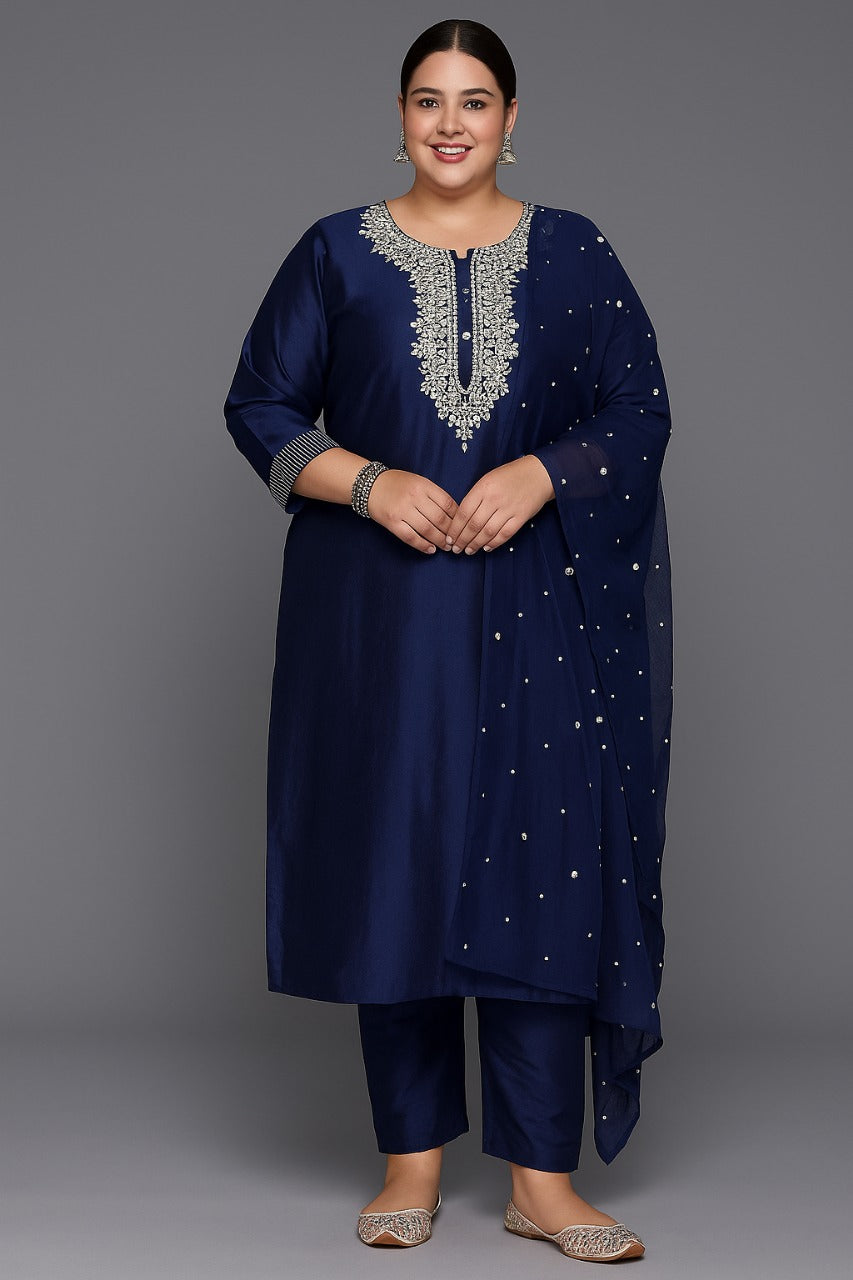 Roman Suit Set with Net Dupatta