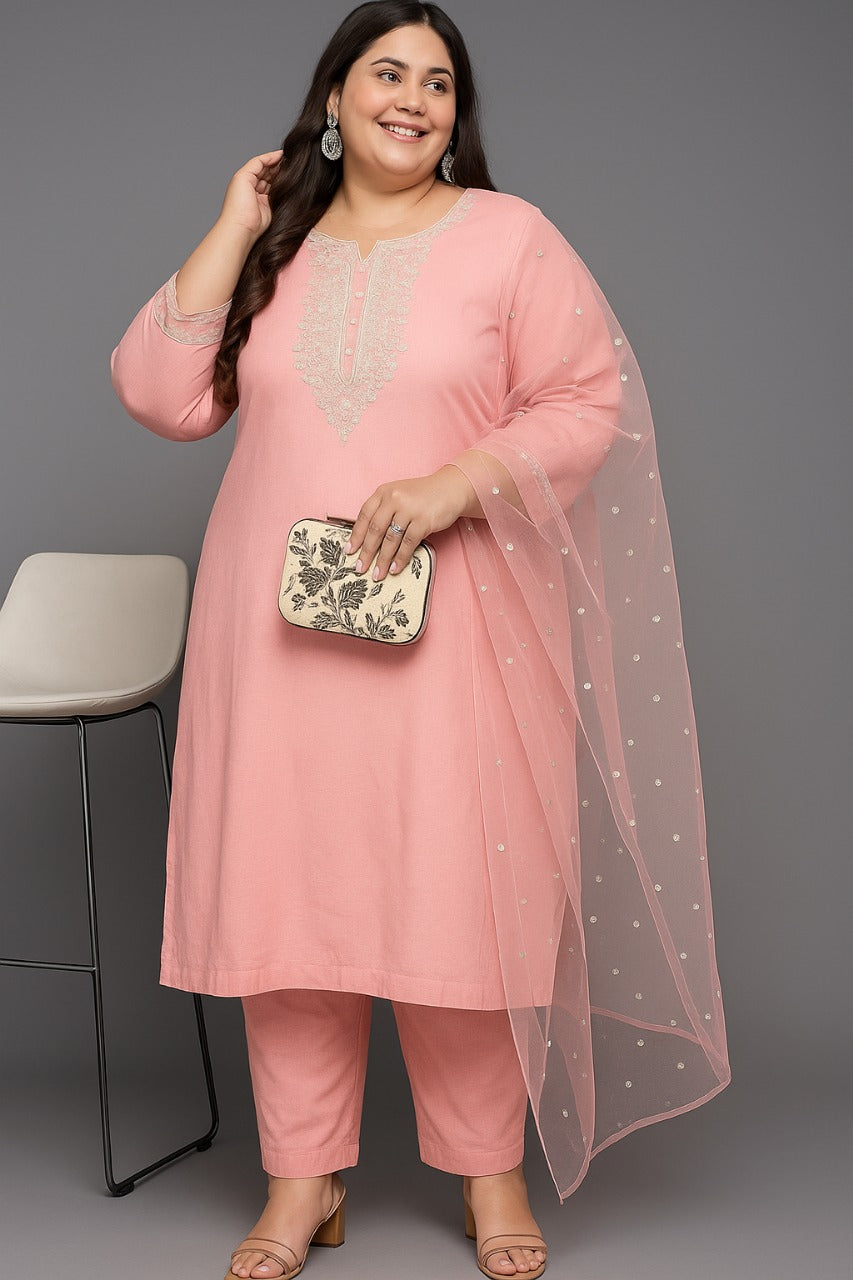 Roman Suit Set with Net Dupatta