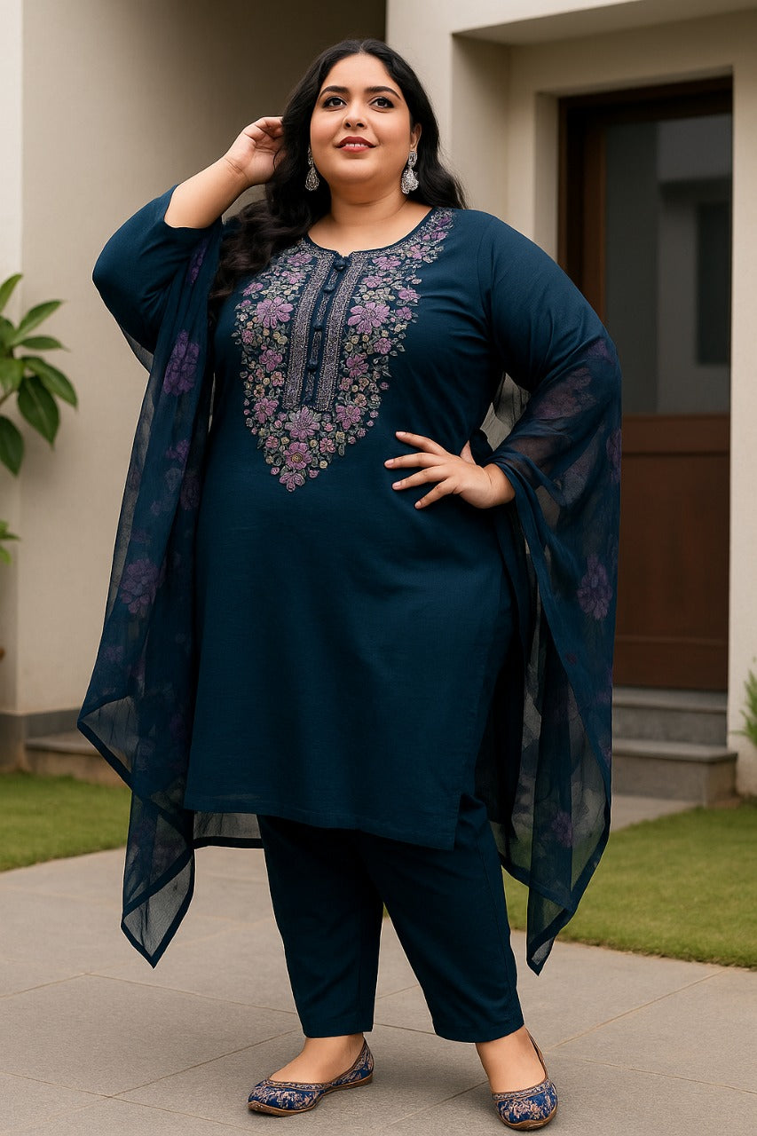 Heavy Roman Set with Net Dupatta