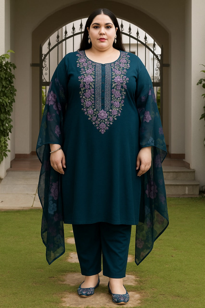 Heavy Roman Set with Net Dupatta