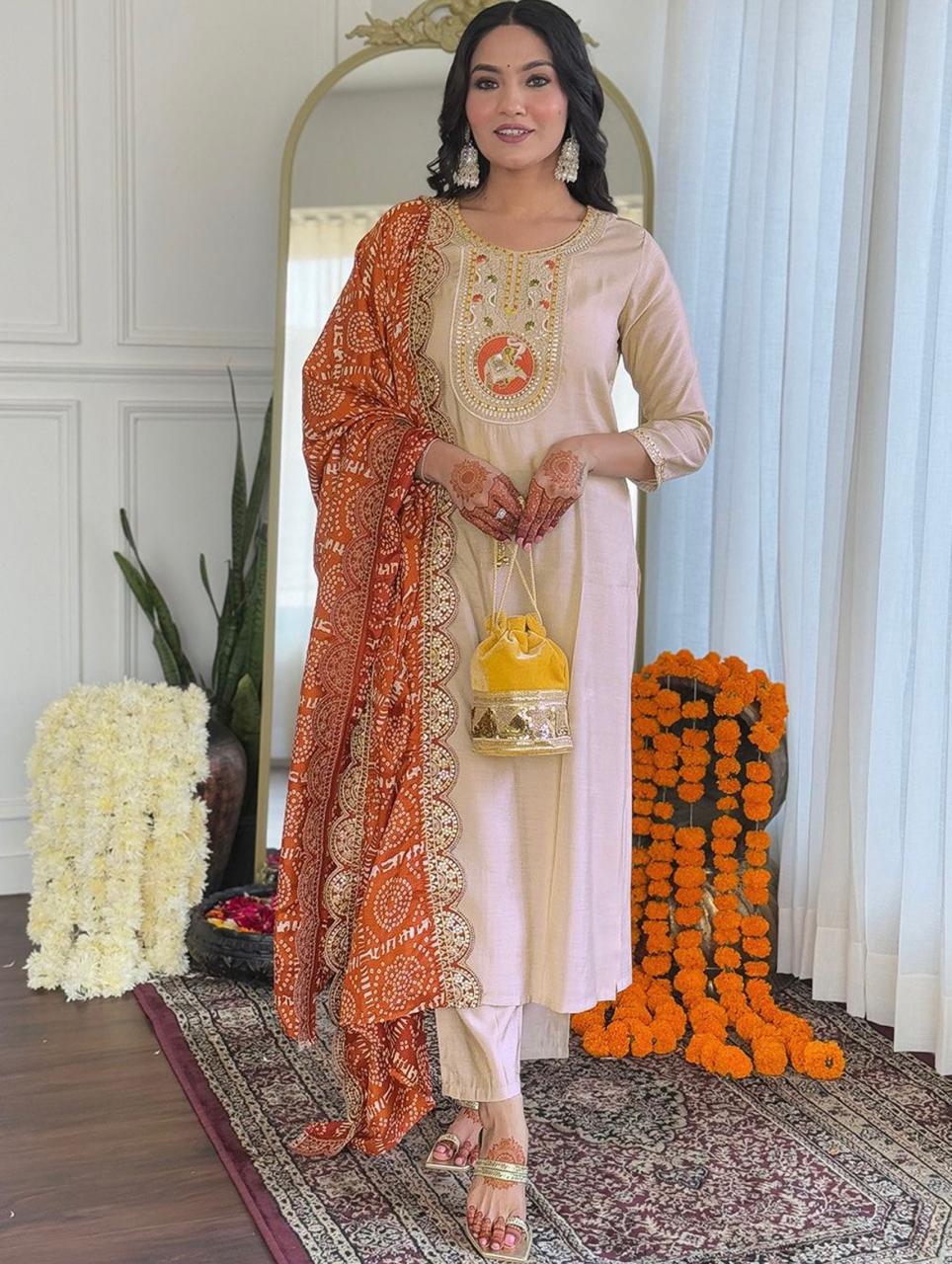 Roman Beauty with Designer Chinon Dupatta
