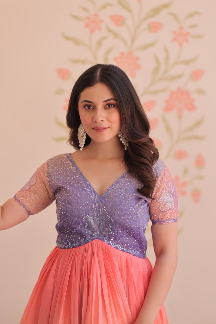 Zehra Gold-Crush Embroidered Gown
