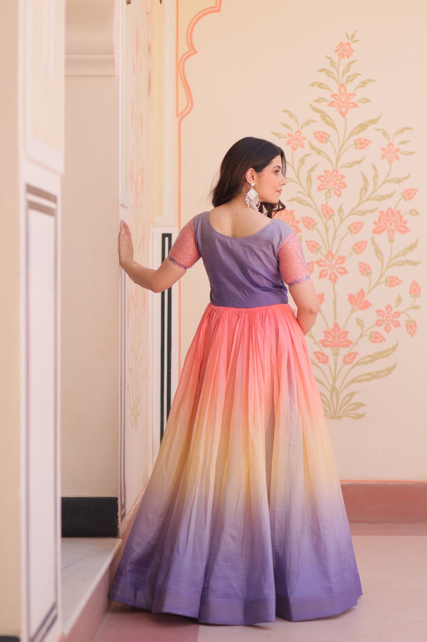Zehra Gold-Crush Embroidered Gown