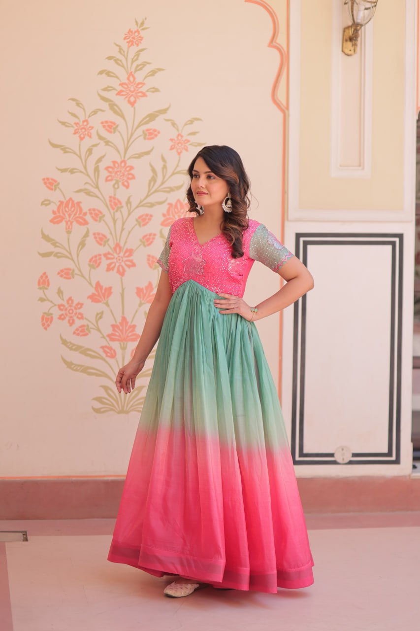 Zehra Gold-Crush Embroidered Gown