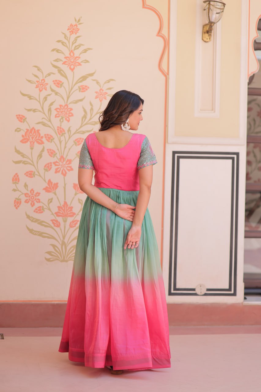 Zehra Gold-Crush Embroidered Gown