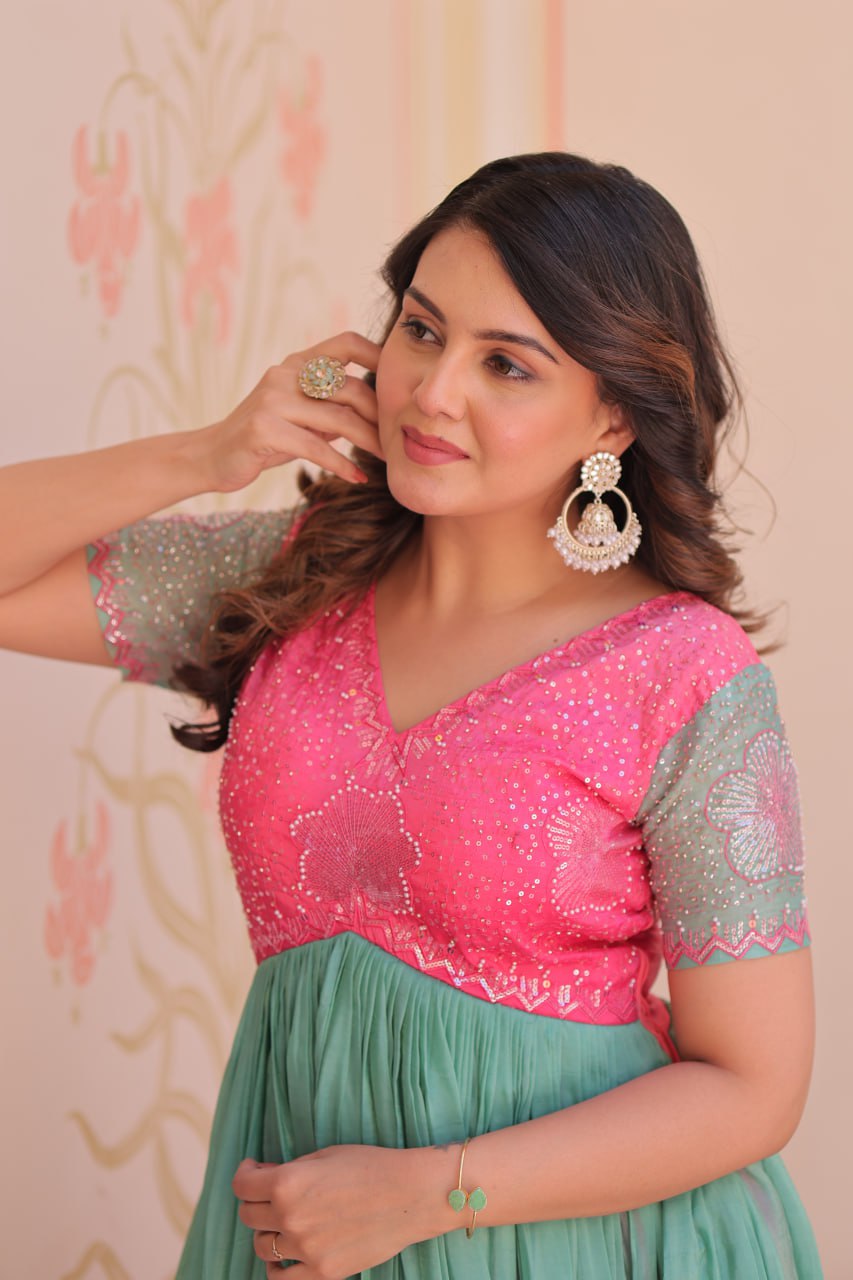 Zehra Gold-Crush Embroidered Gown