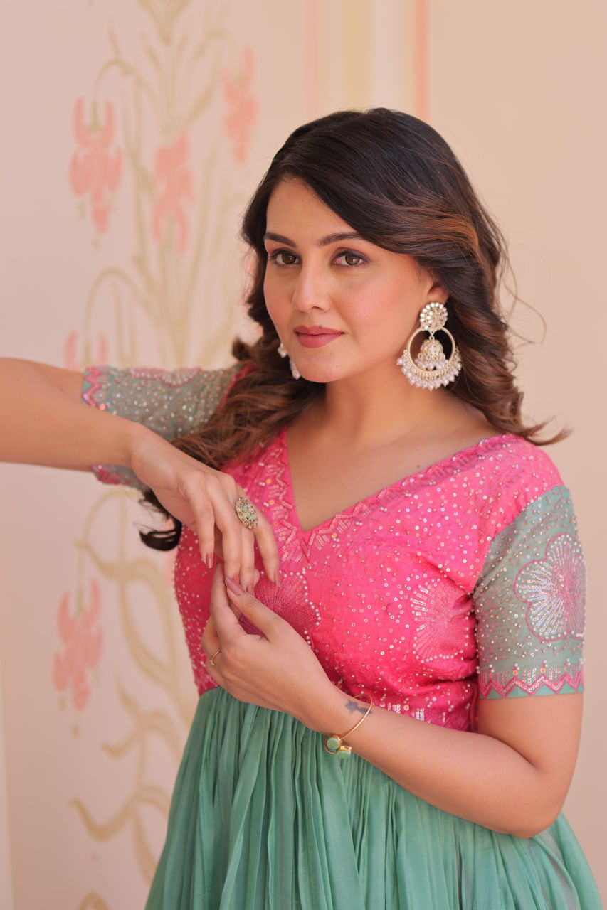 Zehra Gold-Crush Embroidered Gown