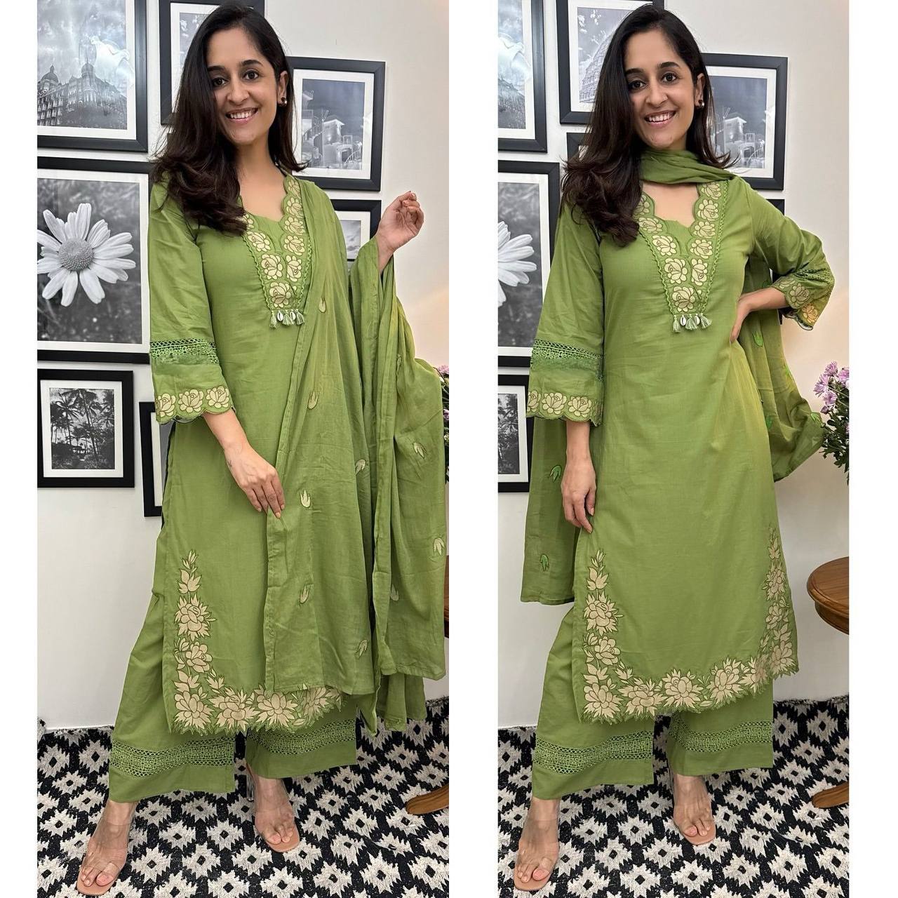 Graceful Everyday Wear with Designer Touch – Premium Reyon Slub Cotton Suit Set
