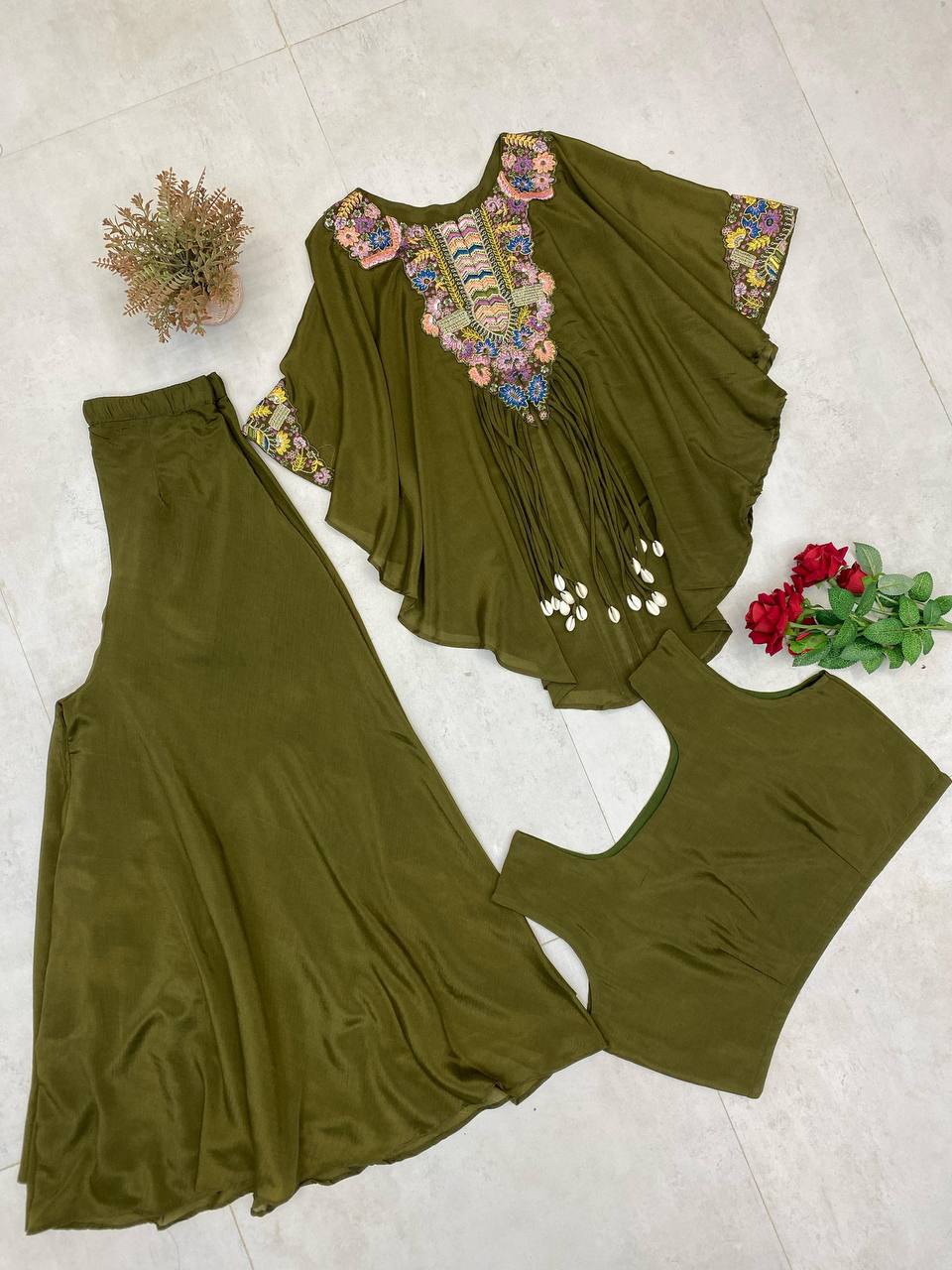 NEW TRENDY THREE PIECE INDO WESTERN SET