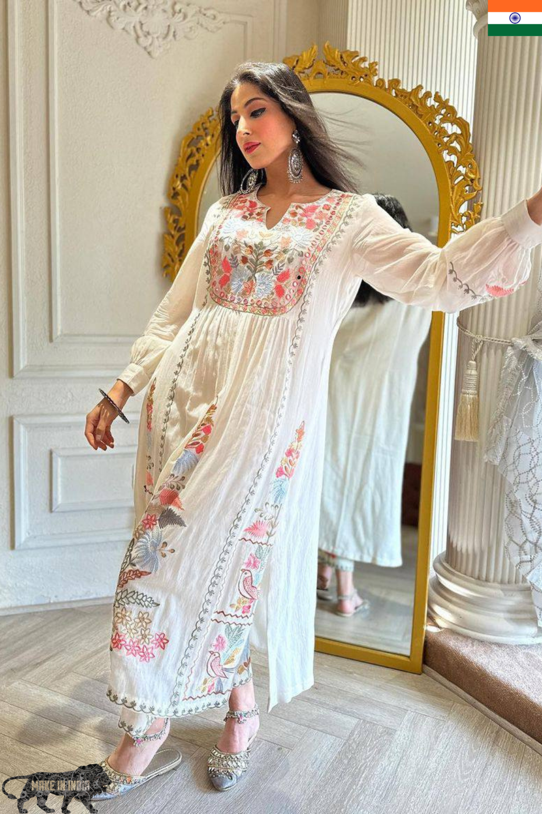 3-Piece Embroidered Set – Kurta, Plazo & Dupatta