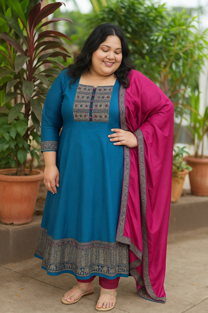 Vichitra Silk Gown Set