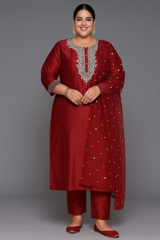 Roman Suit Set with Net Dupatta