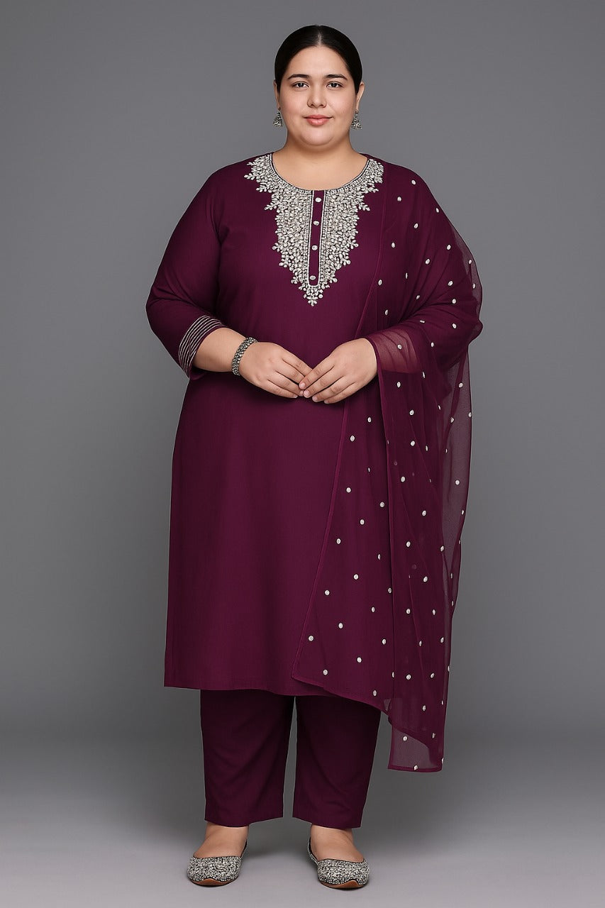 Roman Suit Set with Net Dupatta