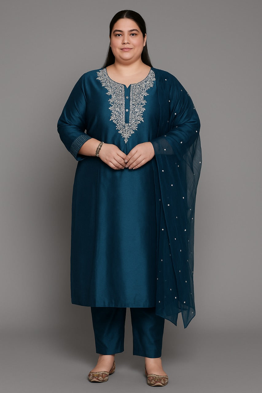 Roman Suit Set with Net Dupatta