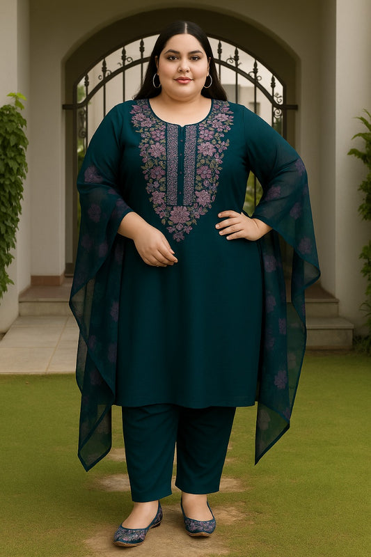 Heavy Roman Set with Net Dupatta