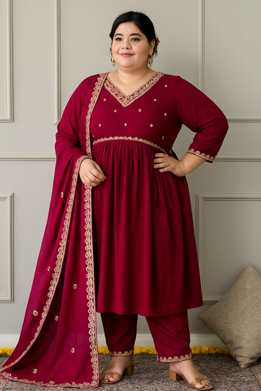 Vichitra Silk Embroidered Suit