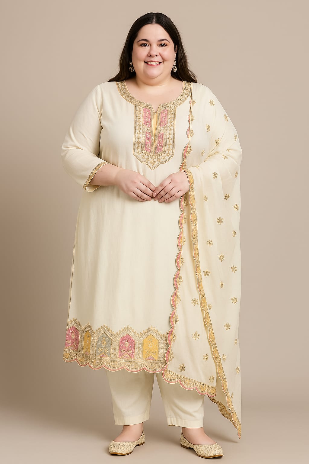 White Roman Silk Suit