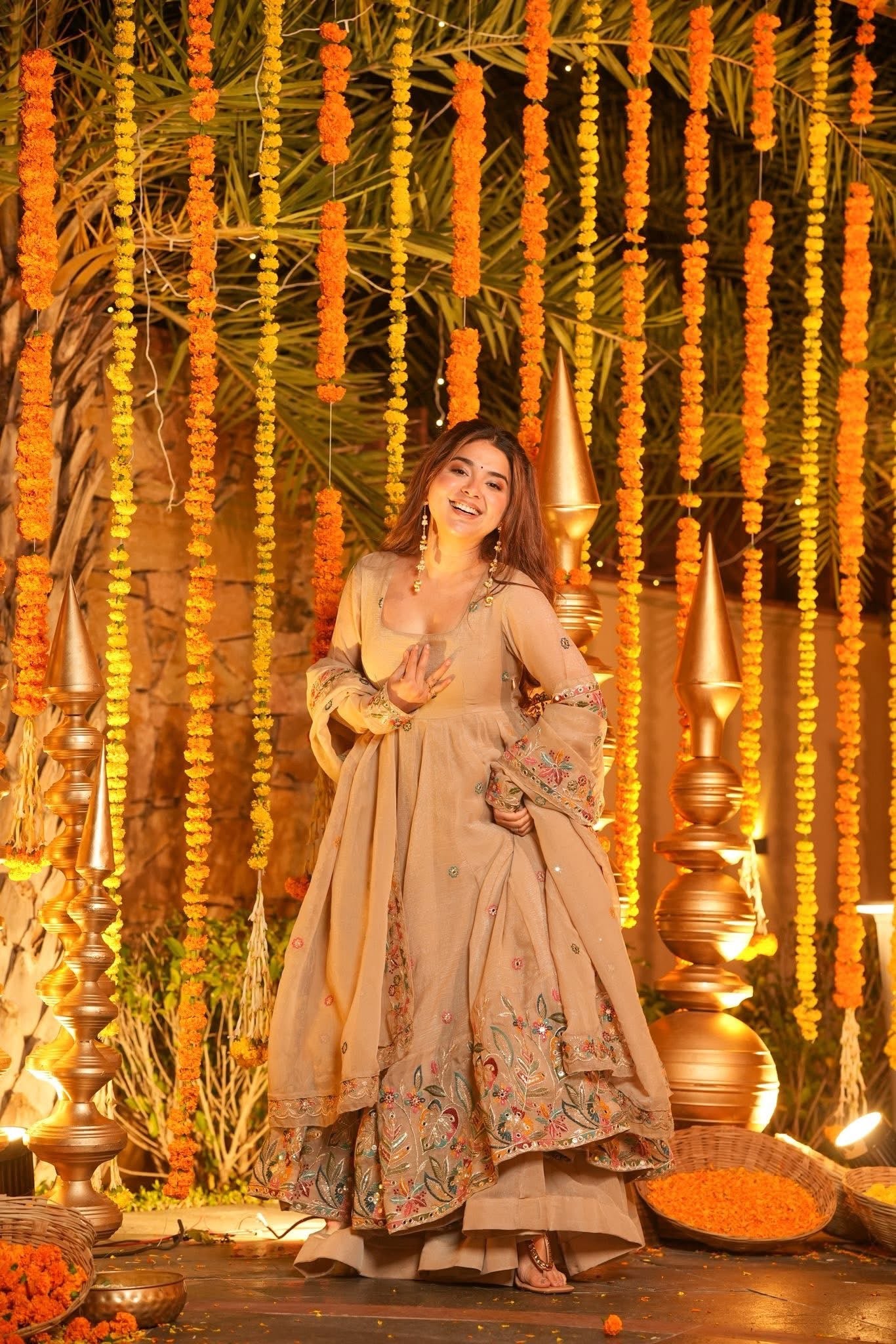 Noor Beige Elegance Anarkali Set