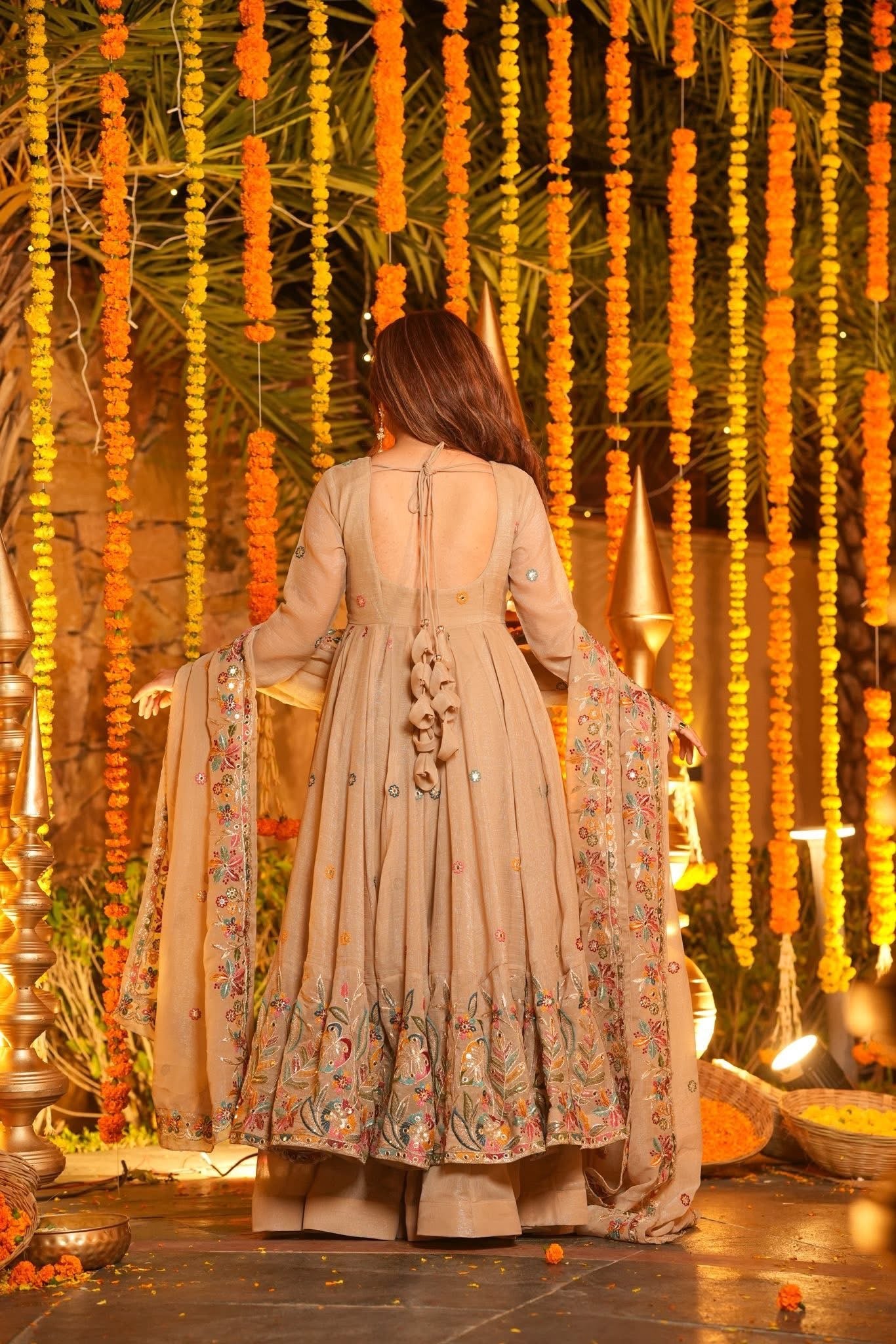 Noor Beige Elegance Anarkali Set