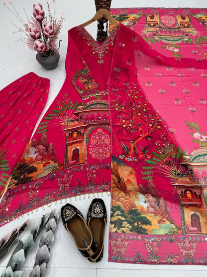 Designer Faux Georgette Digital Print Salwar Suit