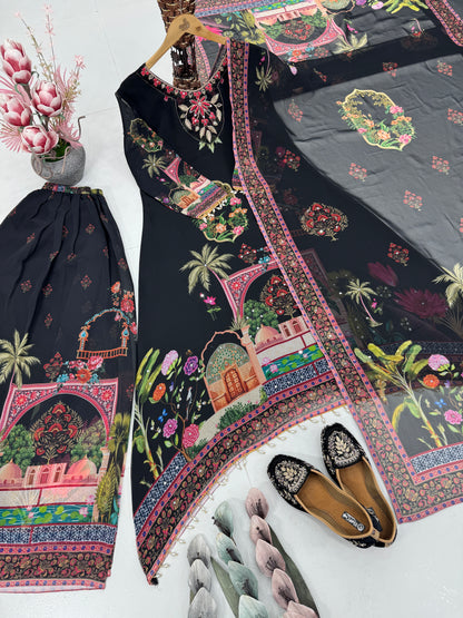 Designer Faux Georgette Digital Print Salwar Suit