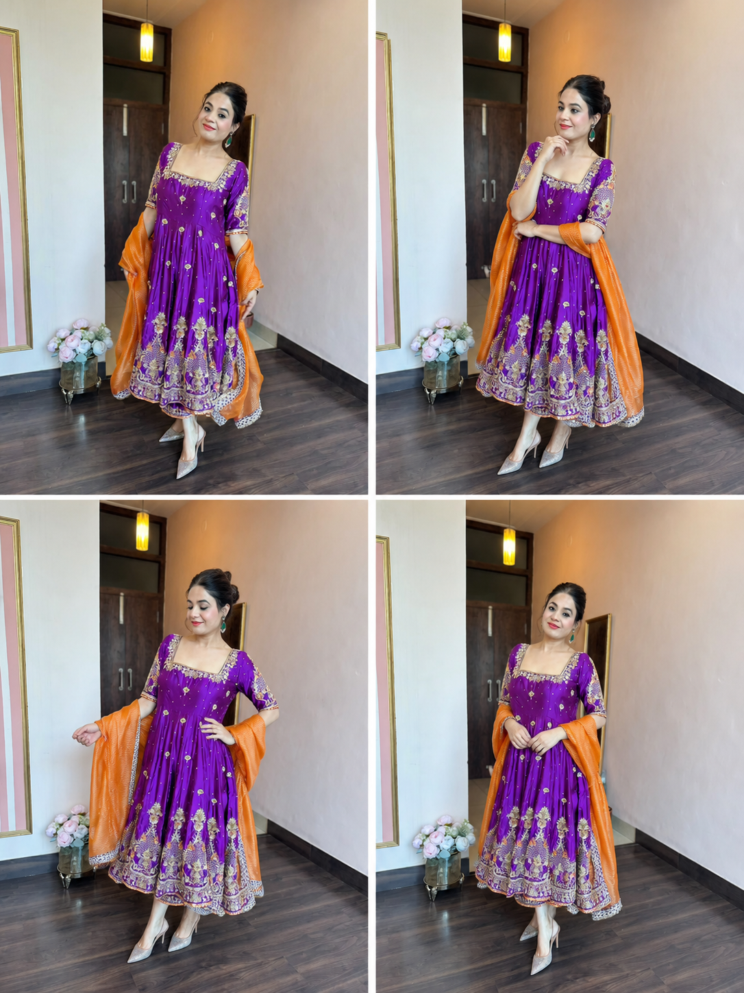 Royal Purple Embroidered Anarkali Suit