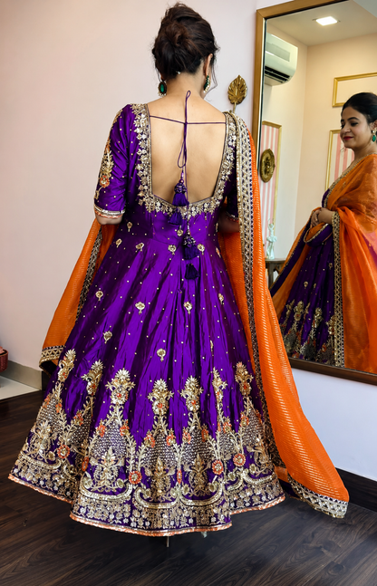 Royal Purple Embroidered Anarkali Suit