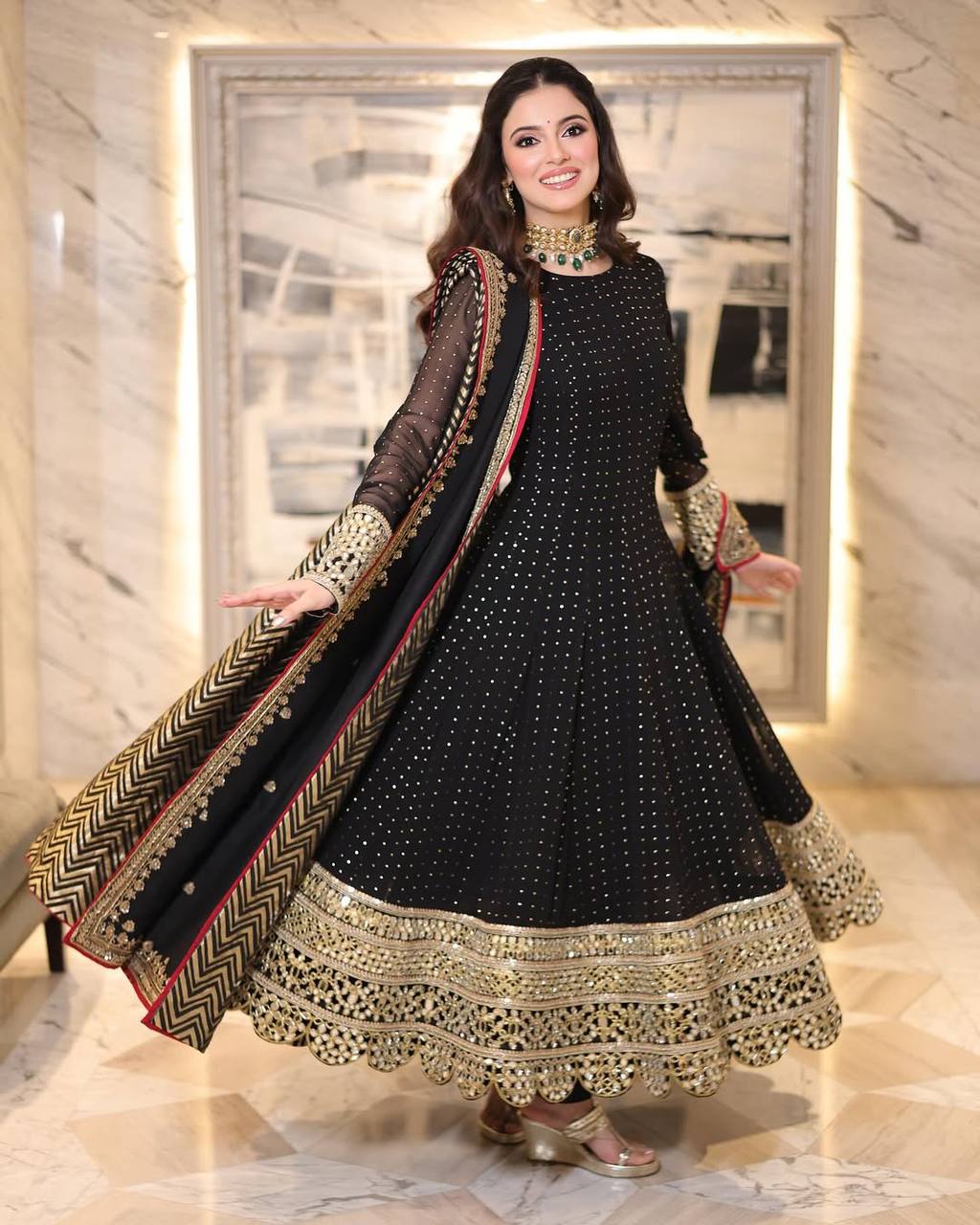 Midnight Onyx Anarkali Set