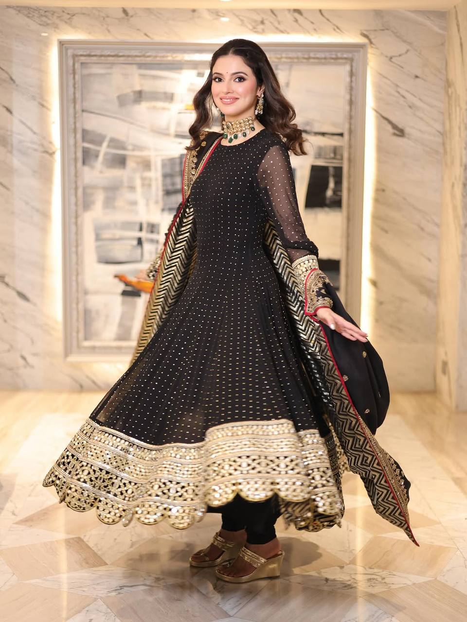 Midnight Onyx Anarkali Set