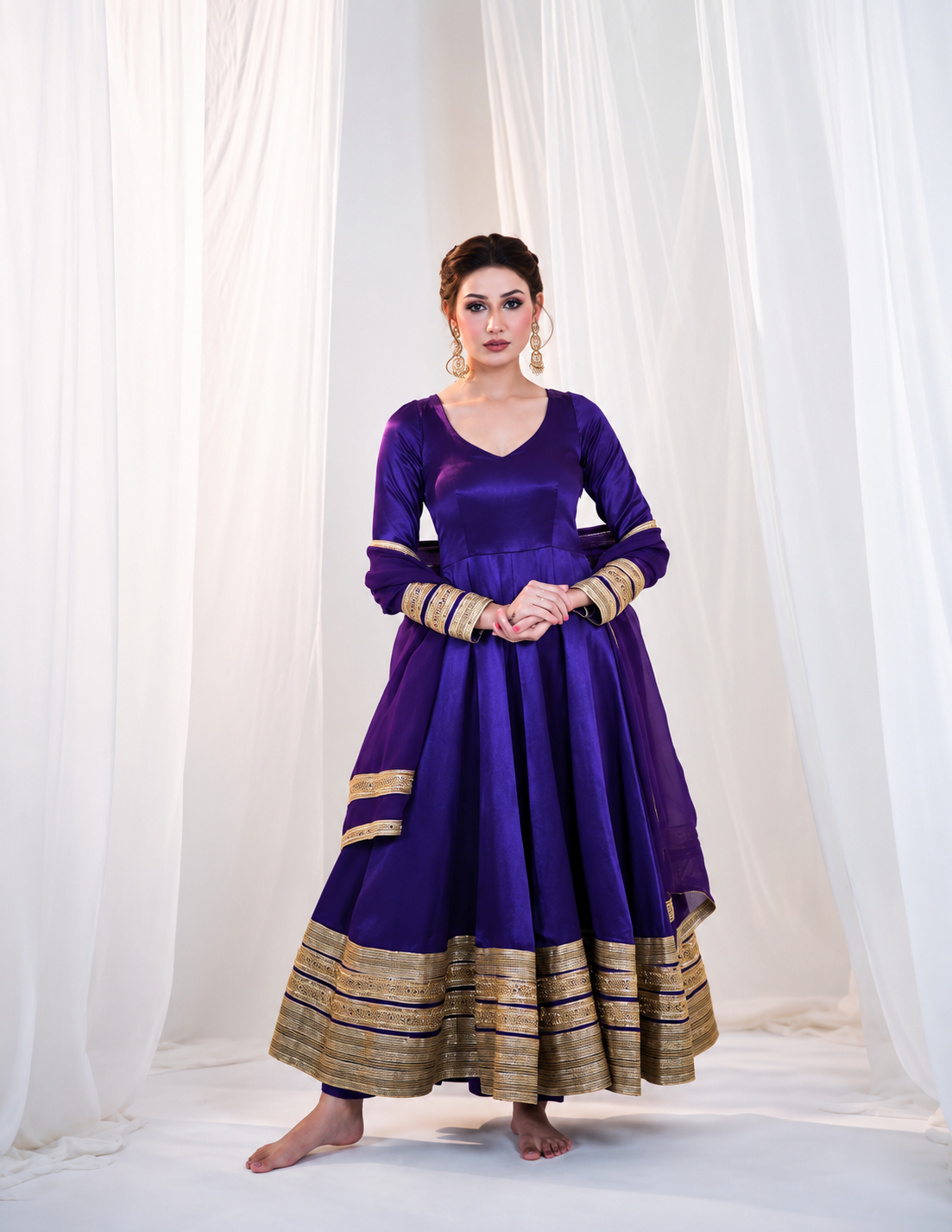Rangshaa Purple Heavy Embroidered Anarkali Gown