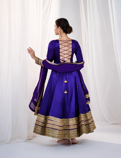 Rangshaa Purple Heavy Embroidered Anarkali Gown