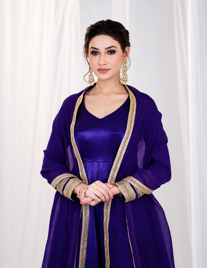Rangshaa Purple Heavy Embroidered Anarkali Gown