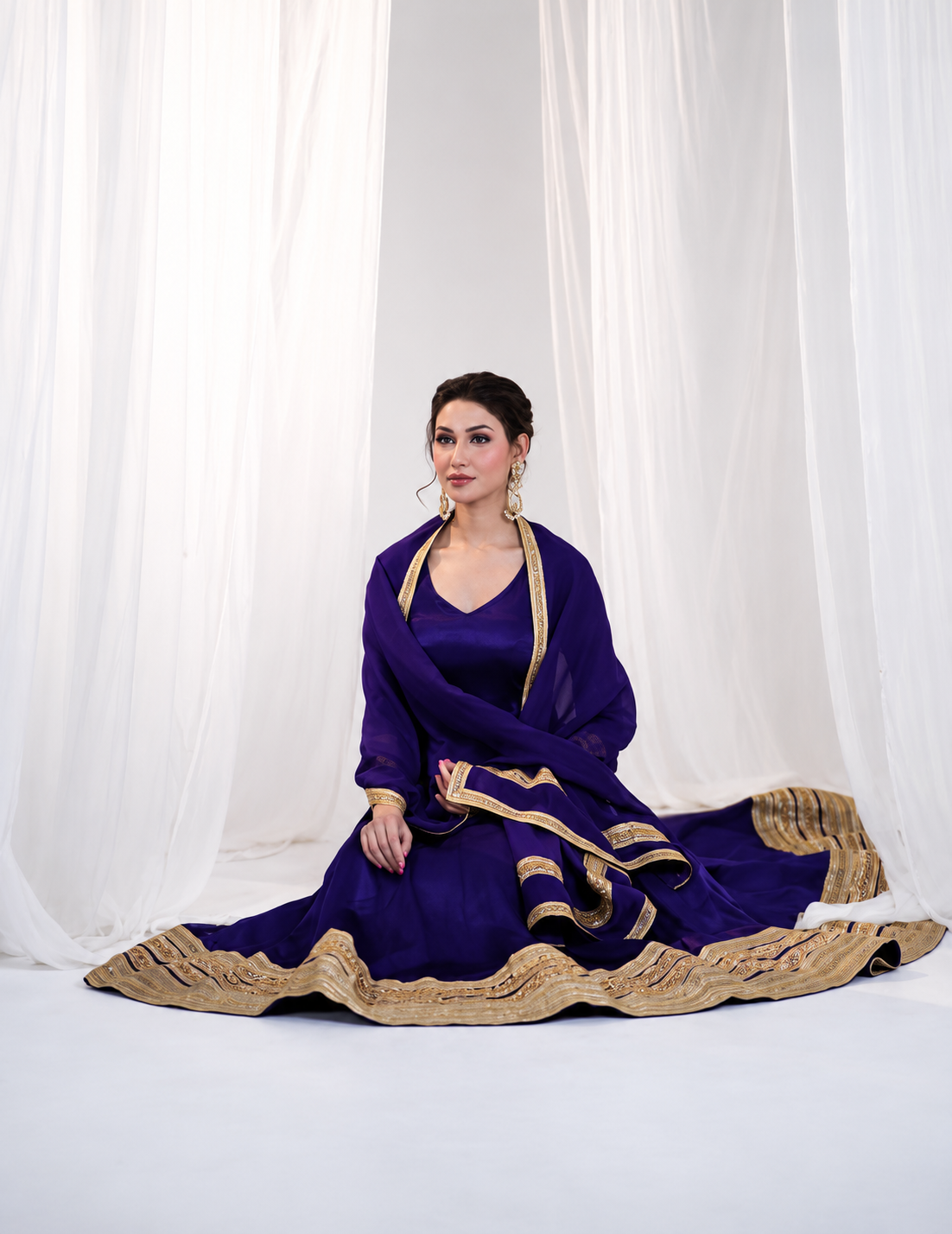 Rangshaa Purple Heavy Embroidered Anarkali Gown