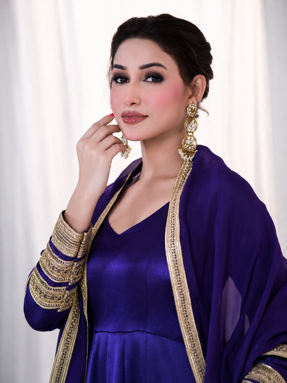 Rangshaa Purple Heavy Embroidered Anarkali Gown