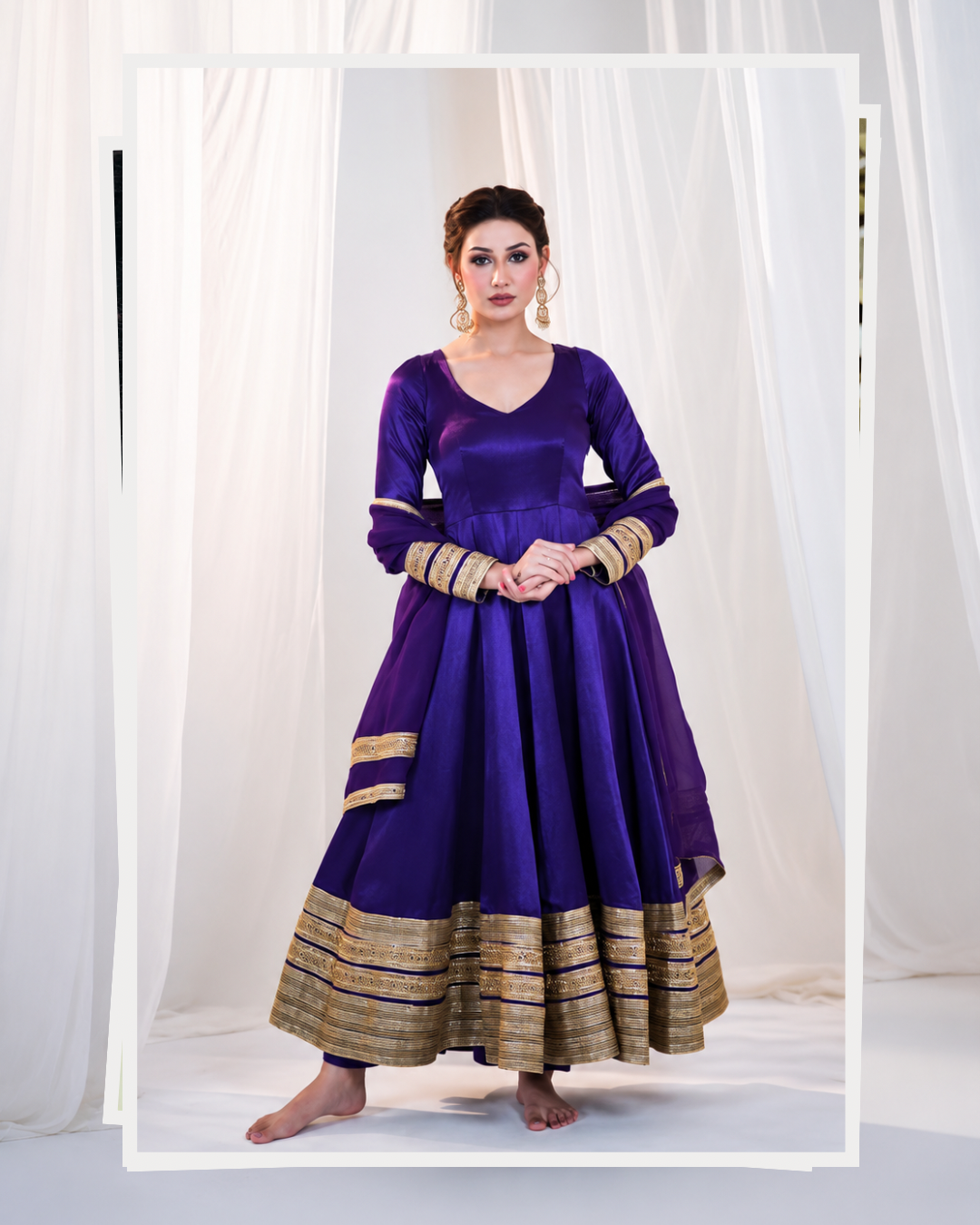 Rangshaa Purple Heavy Embroidered Anarkali Gown