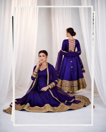 Rangshaa Purple Heavy Embroidered Anarkali Gown