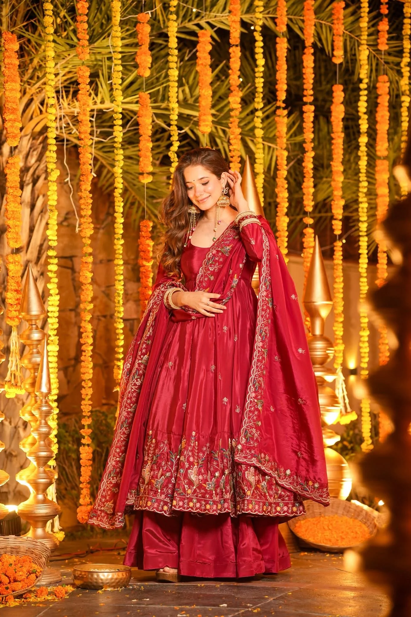 Aamani Festive Floral Anarkali Suit