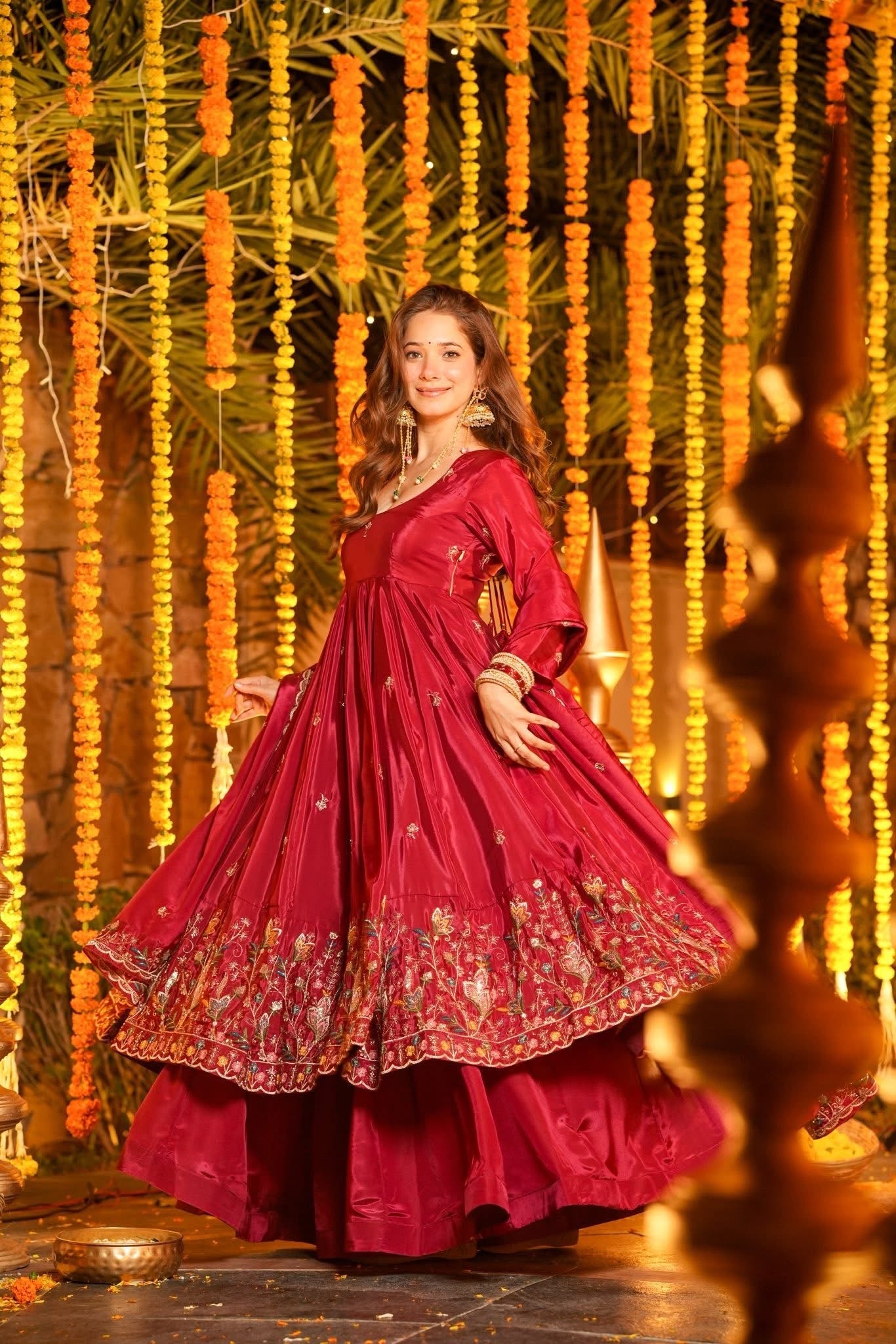 Aamani Festive Floral Anarkali Suit