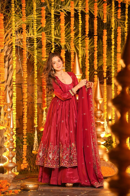 Aamani Festive Floral Anarkali Suit