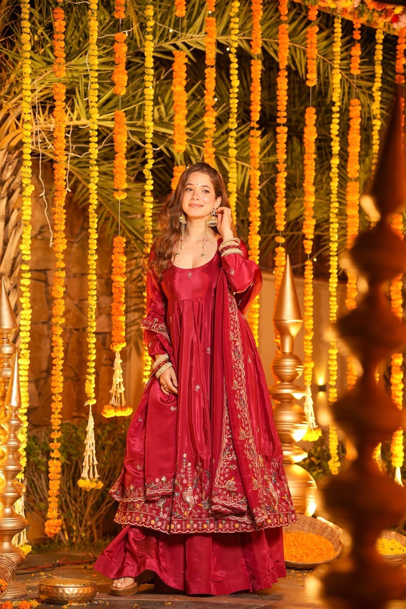 Aamani Festive Floral Anarkali Suit