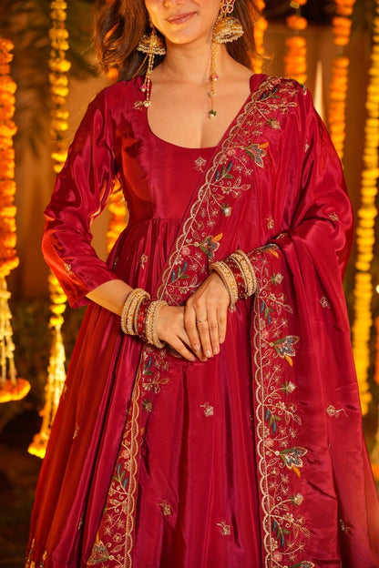 Aamani Festive Floral Anarkali Suit