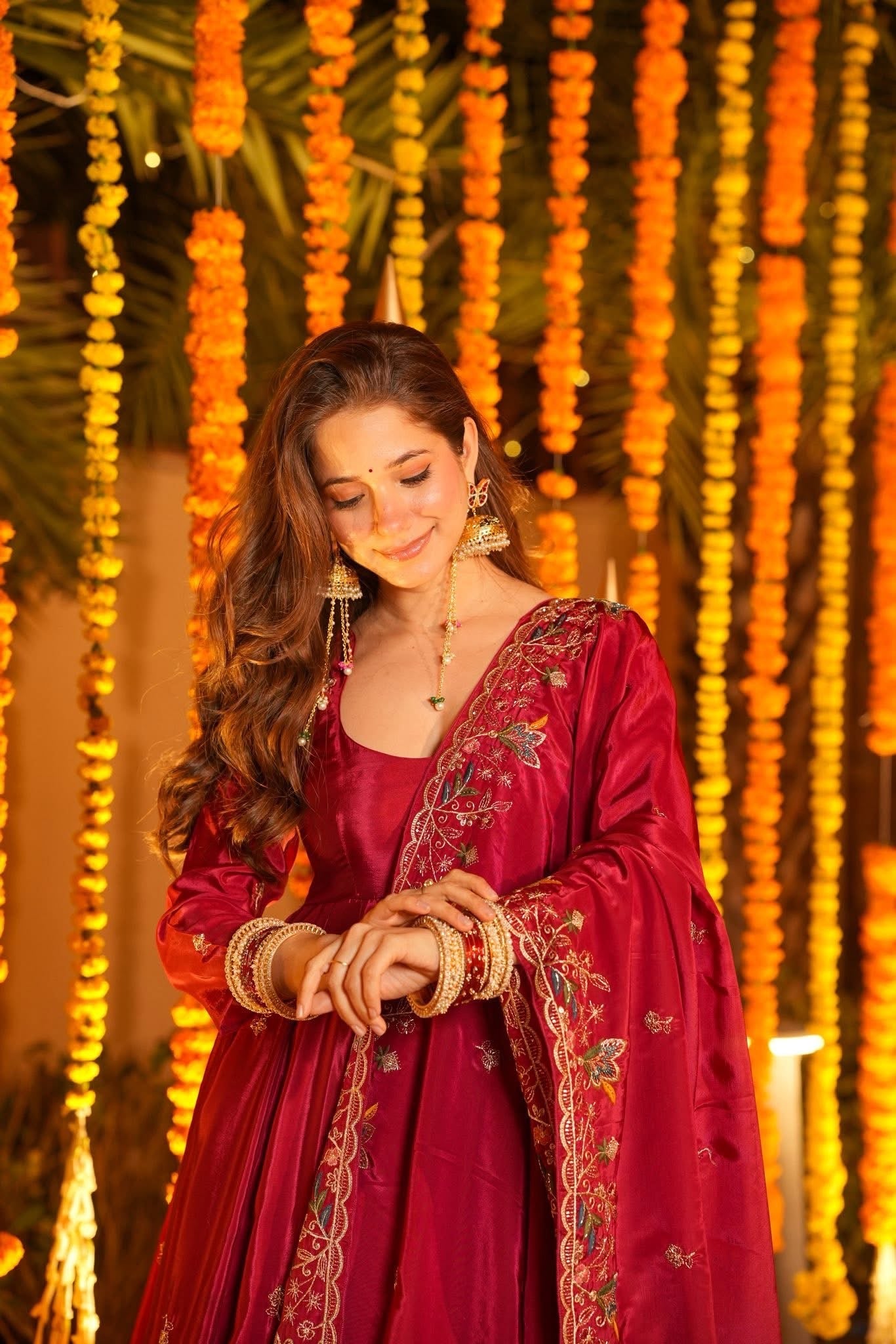 Aamani Festive Floral Anarkali Suit
