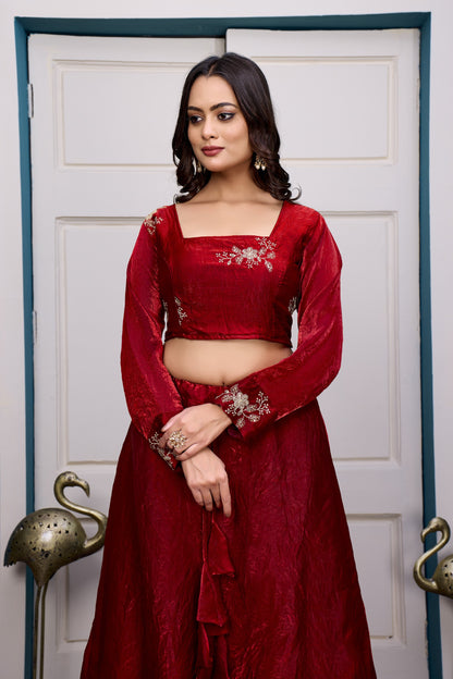 3 in 1 Ethnic Fully Stitched Lehenga Set With Color Choices [4 PCS]