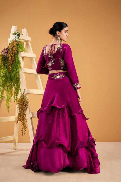 3 in 1 Ethnic Fully Stitched Lehenga Set With Color Choices [4 PCS]