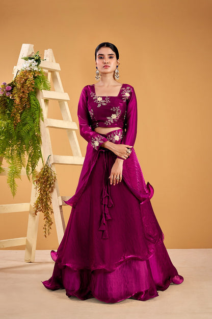 3 in 1 Ethnic Fully Stitched Lehenga Set With Color Choices [4 PCS]