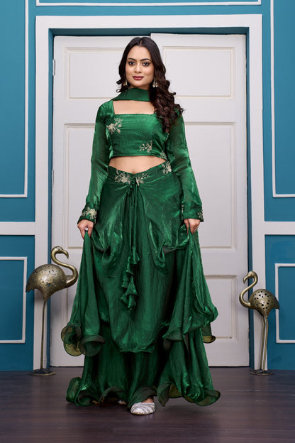 3 in 1 Ethnic Fully Stitched Lehenga Set With Color Choices [4 PCS]