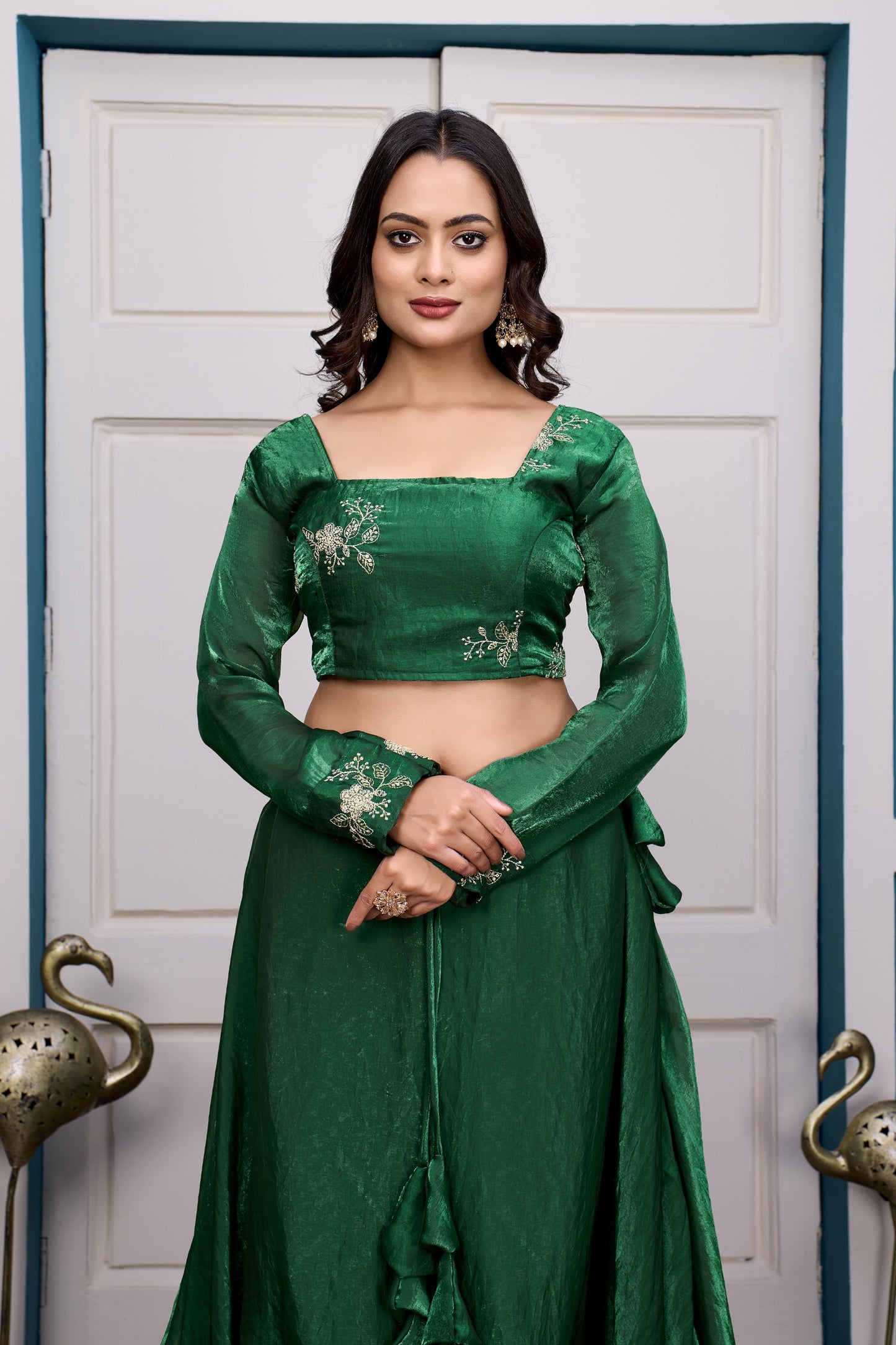 3 in 1 Ethnic Fully Stitched Lehenga Set With Color Choices [4 PCS]