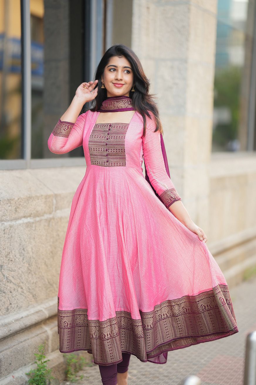 Vichitra Silk Gown Set
