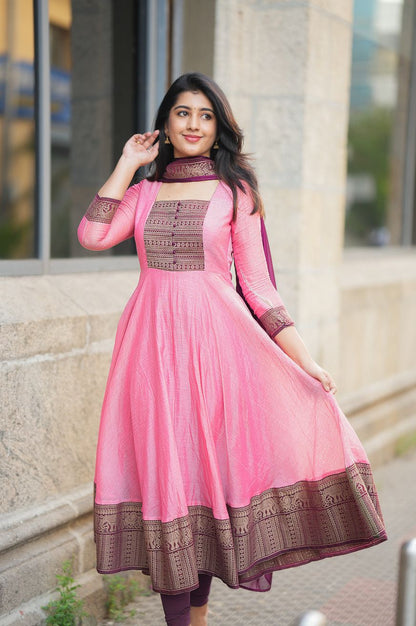 Vichitra Silk Gown Set