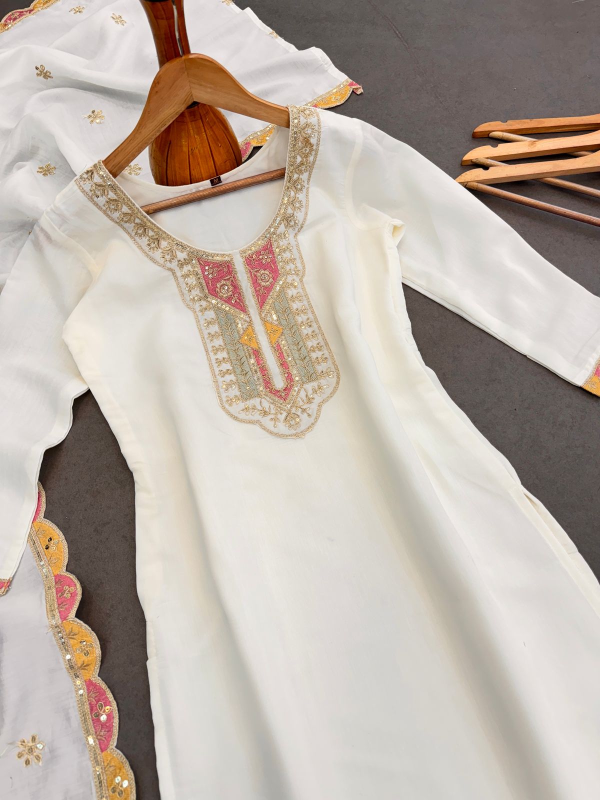 White Roman Silk Suit